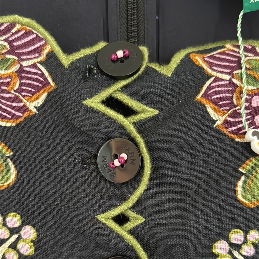 FARM Rio Black Maxi Dress with Pink and Green Embroidery - Picture 6 of 12